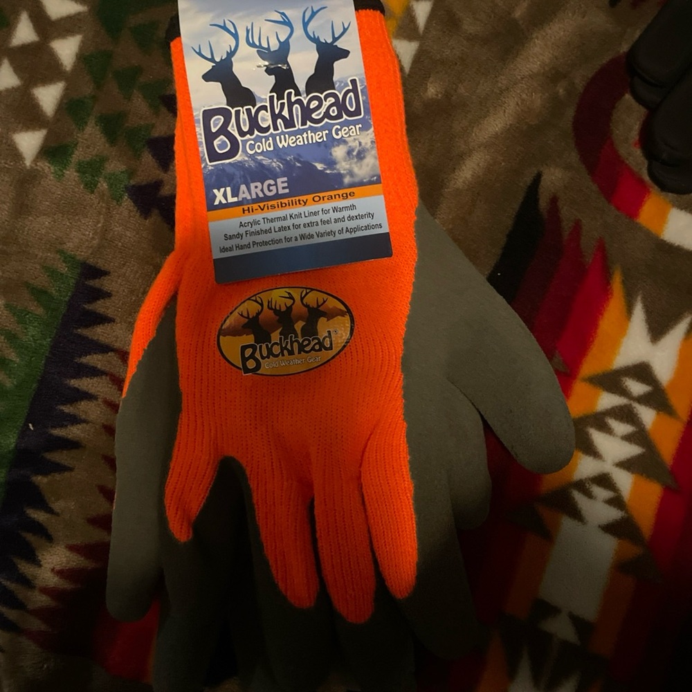 Men's High-Visibility Orange and Gray Gloves
